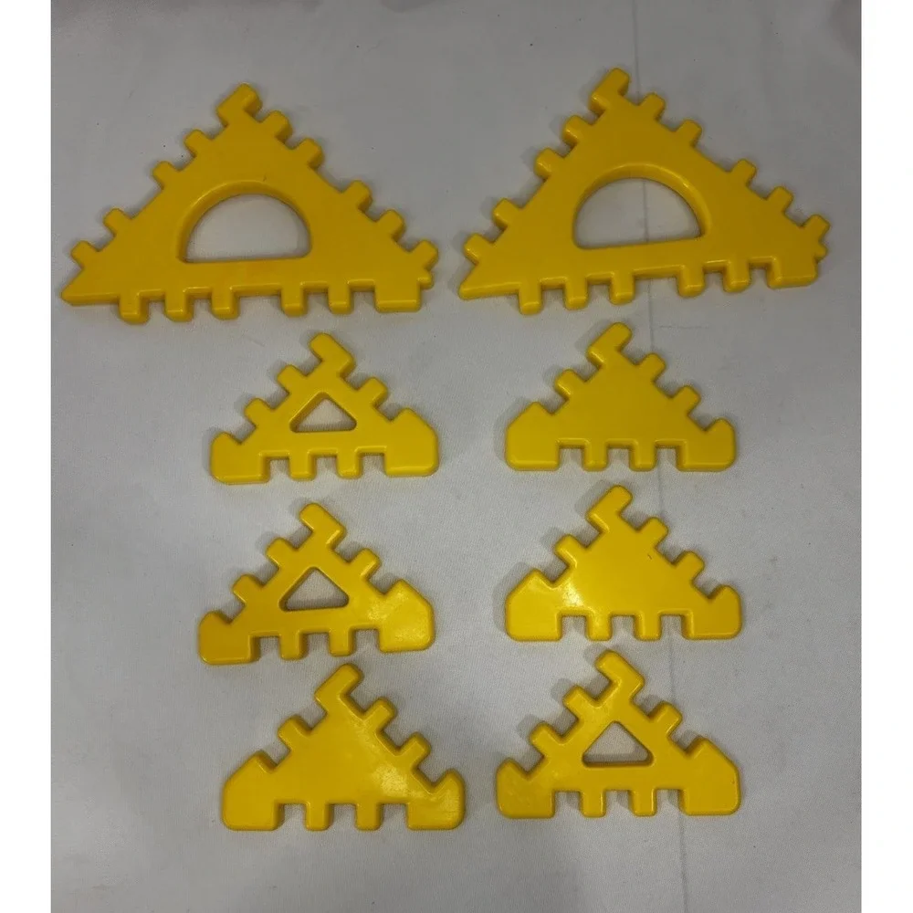 Vintage Little Tikes Waffle Blocks 33 pieces House Parts Road All Yellow